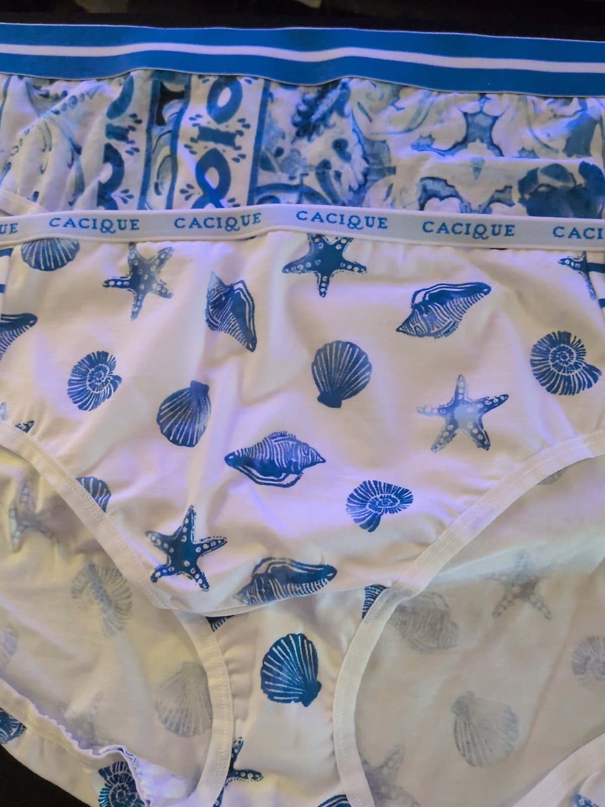 Lane Bryant Cacique 18/20 Seashell + Abstract HIPSTER Set 2 Panties NEW W TAG