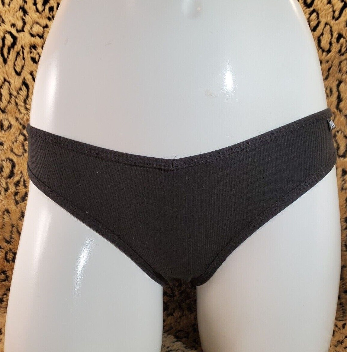 Victoria’s Secret PINK Logo Black Pleated Bikini Panty M Sexy