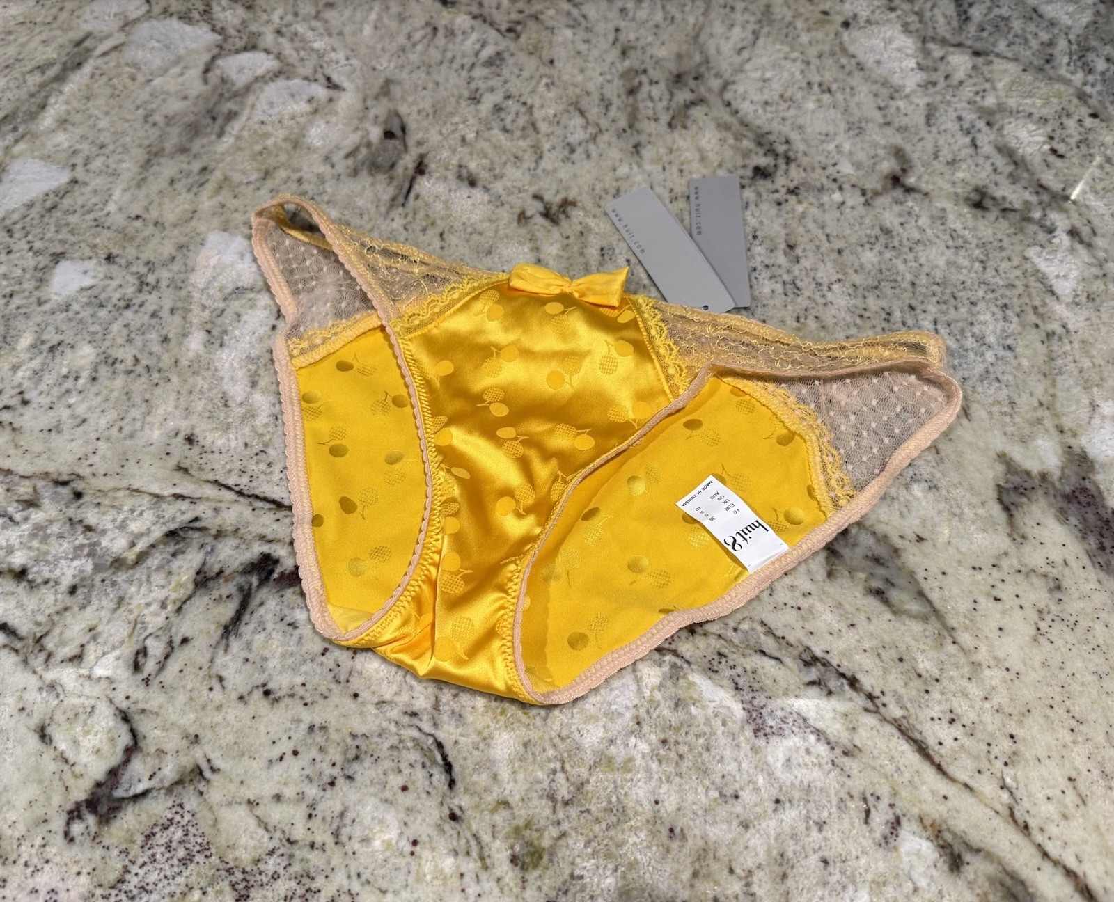 HUIT 8 Paris Panties Underwear Georgette Jaune Rose S Small / 38 French Lingerie