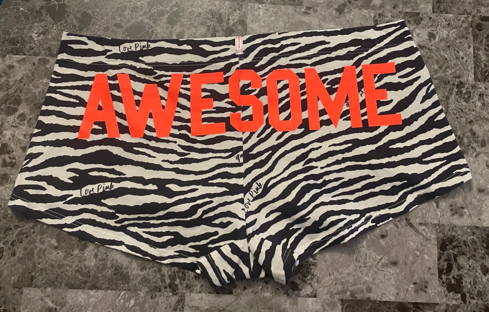 NWT VICTORIA’S SECRET PINK L AWESOME ZEBRA RUCHED VINTAGE RARE BOYSHORT PANTIES
