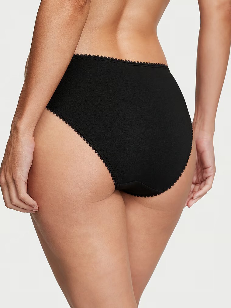 S NOIR BLACK Scatter Rhinestone Stretch Cotton Victoria’s Secret BIKINI Panty