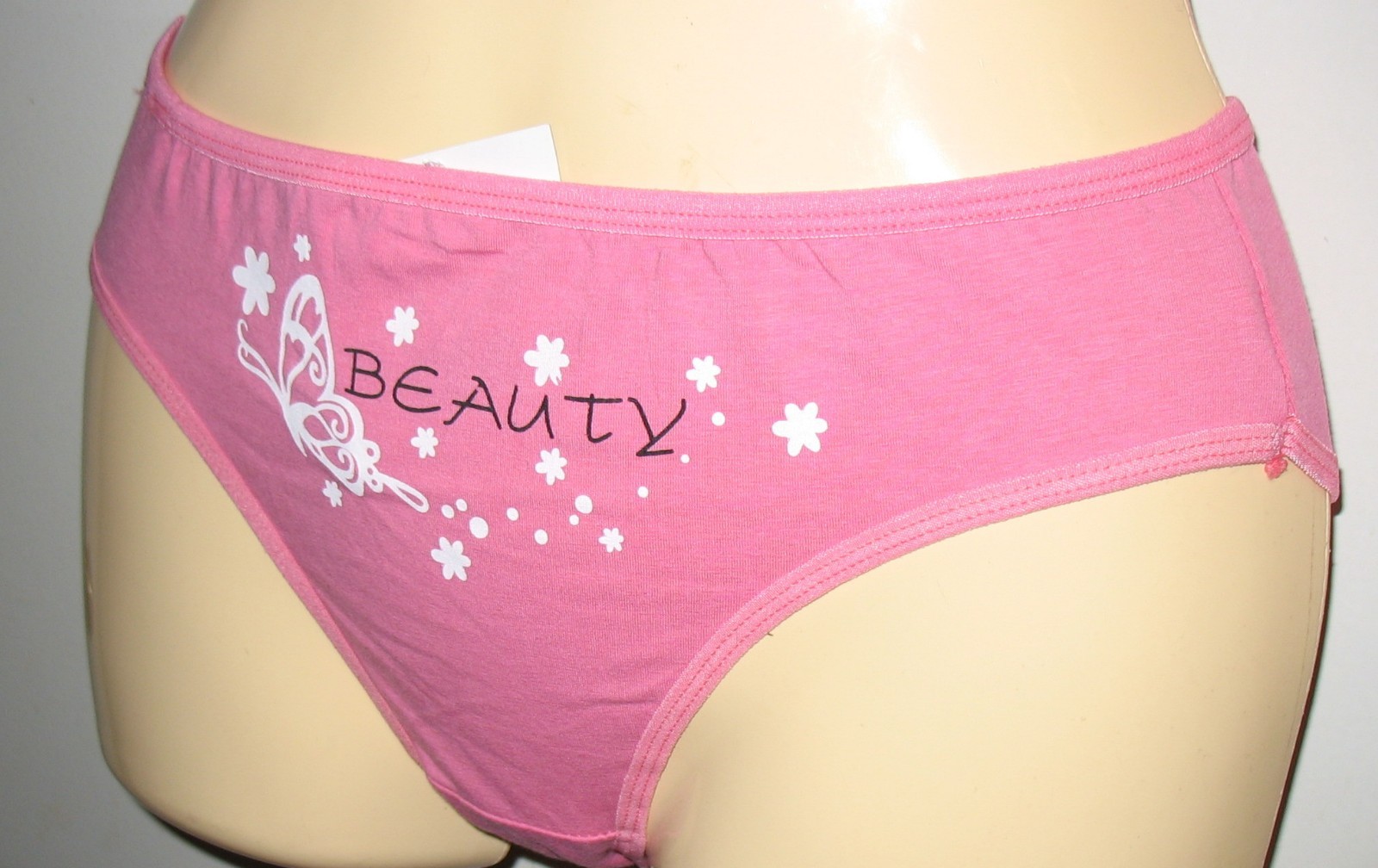 PANMANNI – NEW – SIZE XL – PINK – COTTON STRETCH PANTY ” BEAUTY ” ON FRONT