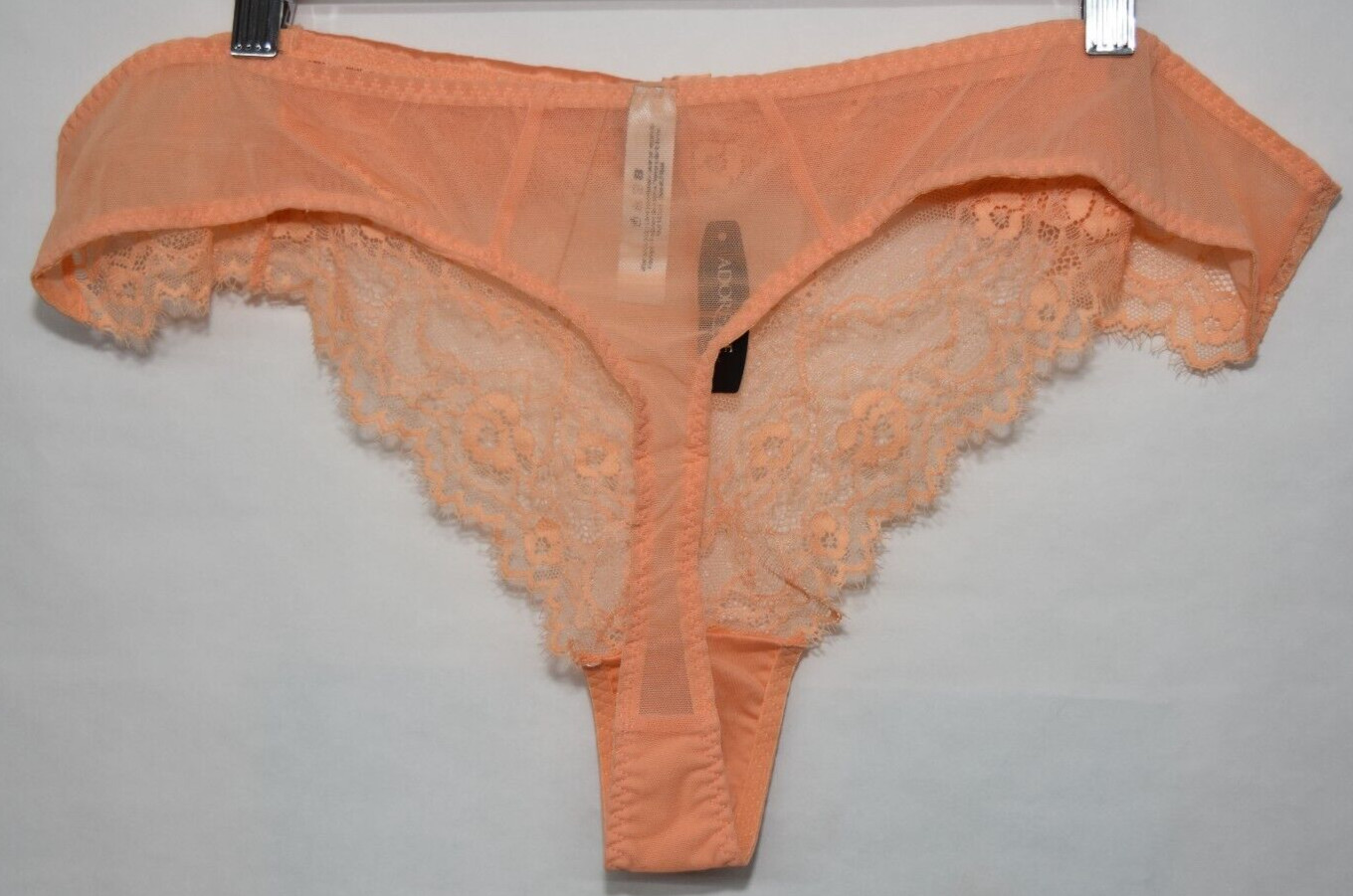NWT Adore Me Apricot Lace Thong Large Satin Bow Details Panty 3X 3XL
