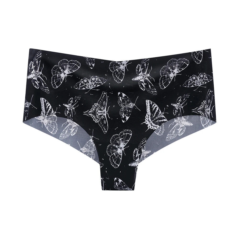 BANNIROU 1Pcs Women’s Seamless Print Briefs Panties Ice Silk Sports Female