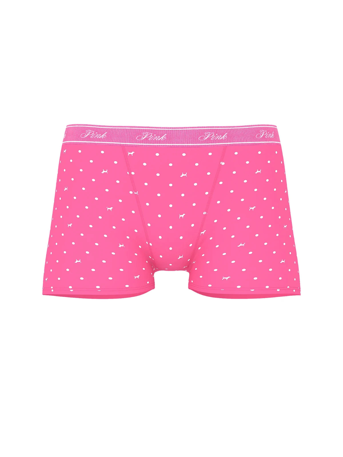 Victoria’s Secret Logo Cotton High-Waist Boyshort Panty Pink dot dog M NWT
