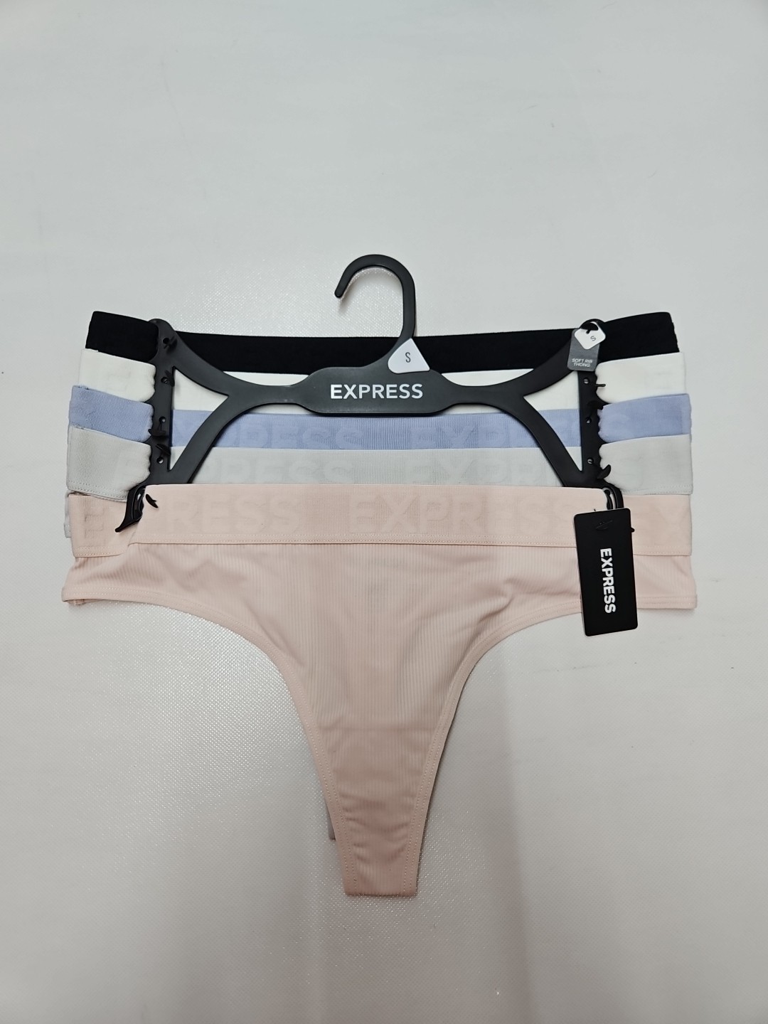 Express Woman’s Soft Rib Thong Small Multicolor 5 Pack