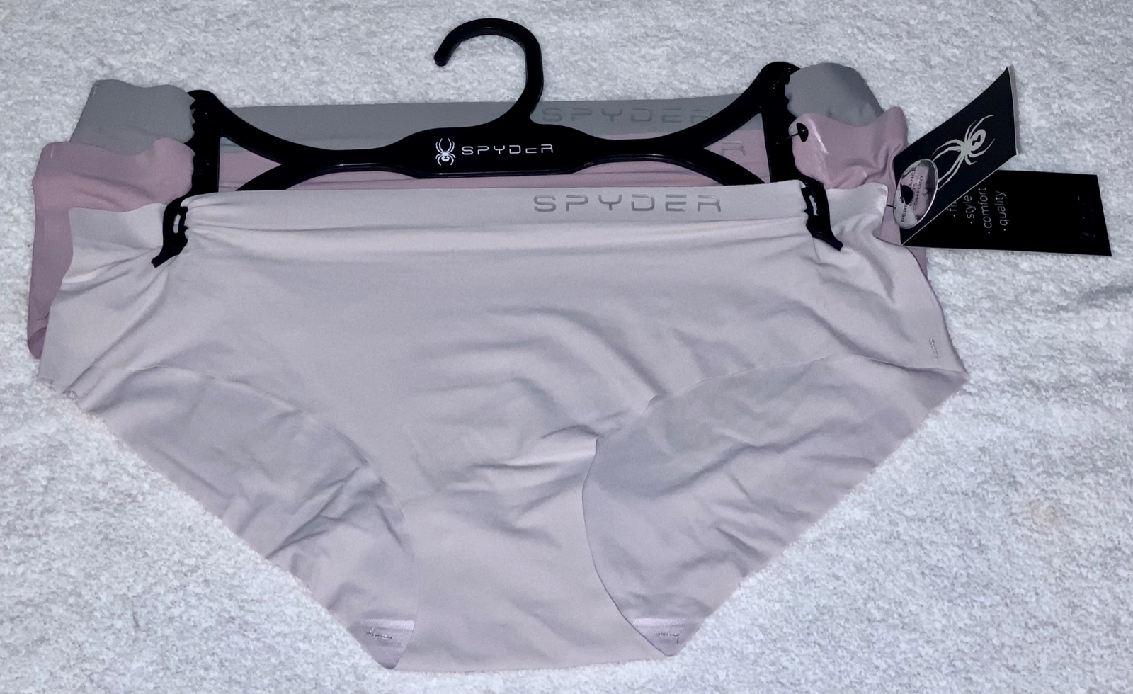SPYDER Bonded 3 Pk Grey Lavender Lilac No Show Hipster Panty Womens Sz M 6 XL 8