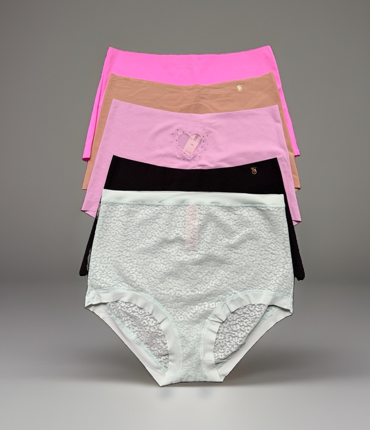 5 Pack Victoria’s Secret Sz M No-Show Modern Brief Slip Panty Bundle Set Lot