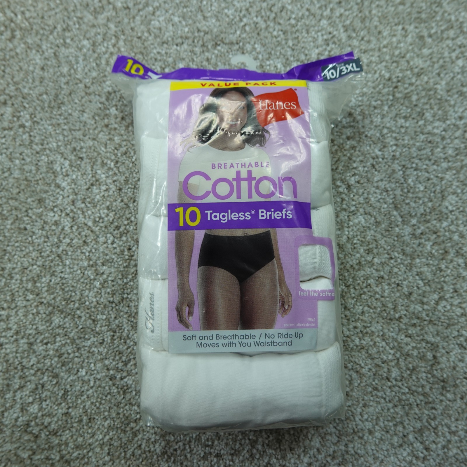 Hanes Underwear Womens 10 3XL White Briefs Breathable Cotton 10 Pairs