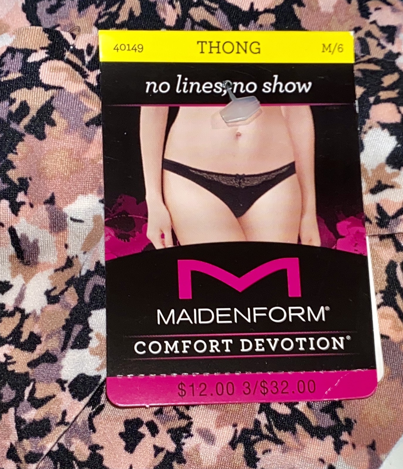 MAIDENFORM Comfort Devotion Tailored Floral Thong Panty NEW Womens Sz S 5 M 6
