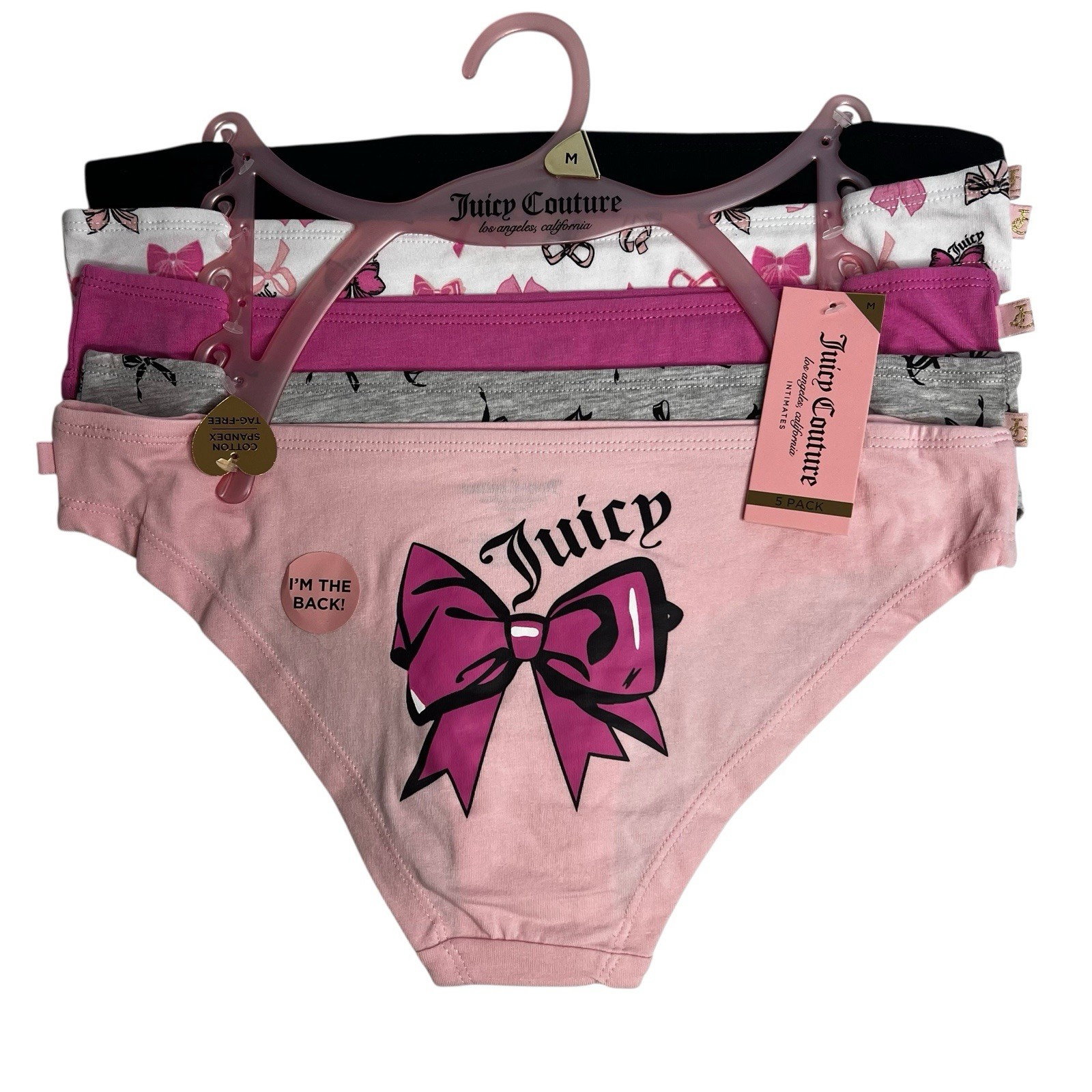 Juicy Couture Women’s Panties Sz Medium Lot/5 Bikinis Multi Colors Tagless