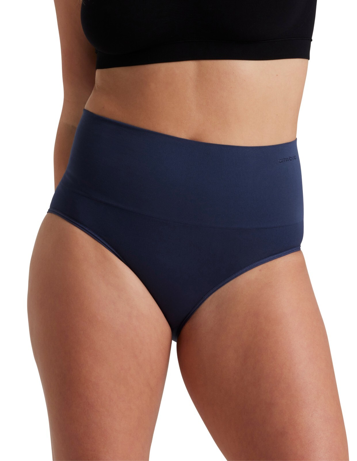 Ambra 2 Pack Smoothies Full Brief Light control Top Knickers In Navy/Lemonade