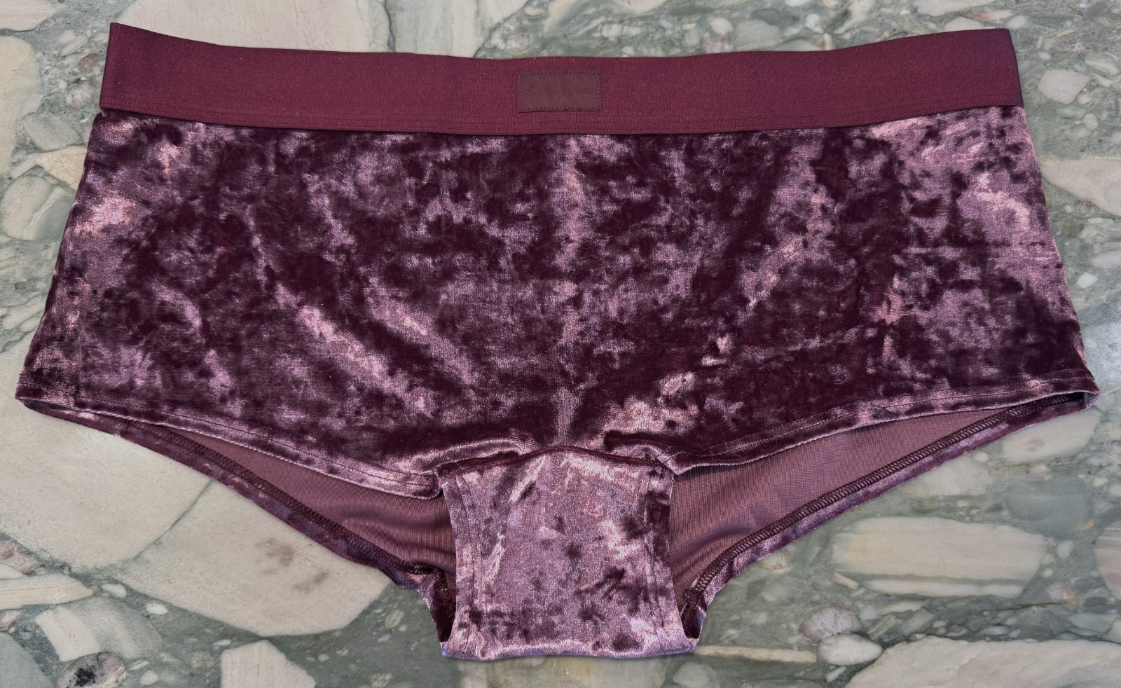 NEW Victoria Secret PINK Velvet Logo Shortie Boyshort Panty – Rich Maroon – XL