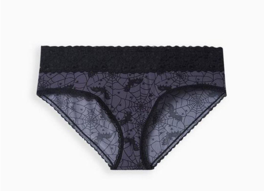 Torrid Size 6 Black Spider Web Bats Lace Waist Panties Underwear Plus Size