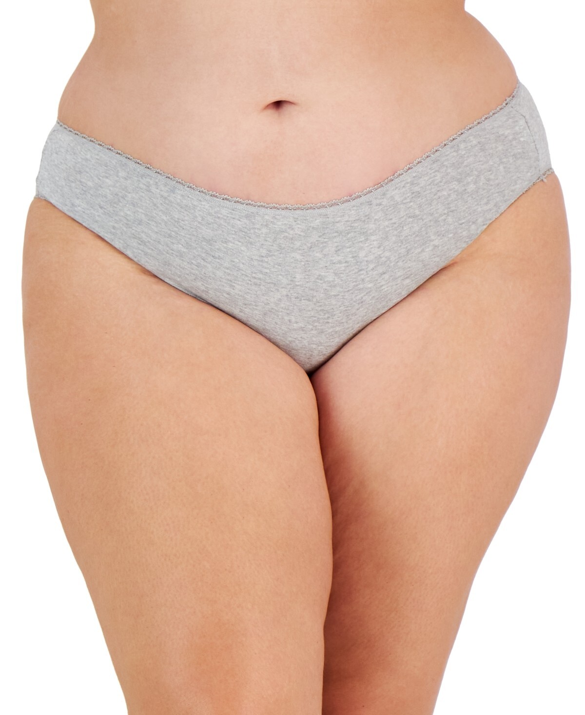 Charter Club Plus Size Pretty Cotton Bikini Underwear, Heather Storm, 1X