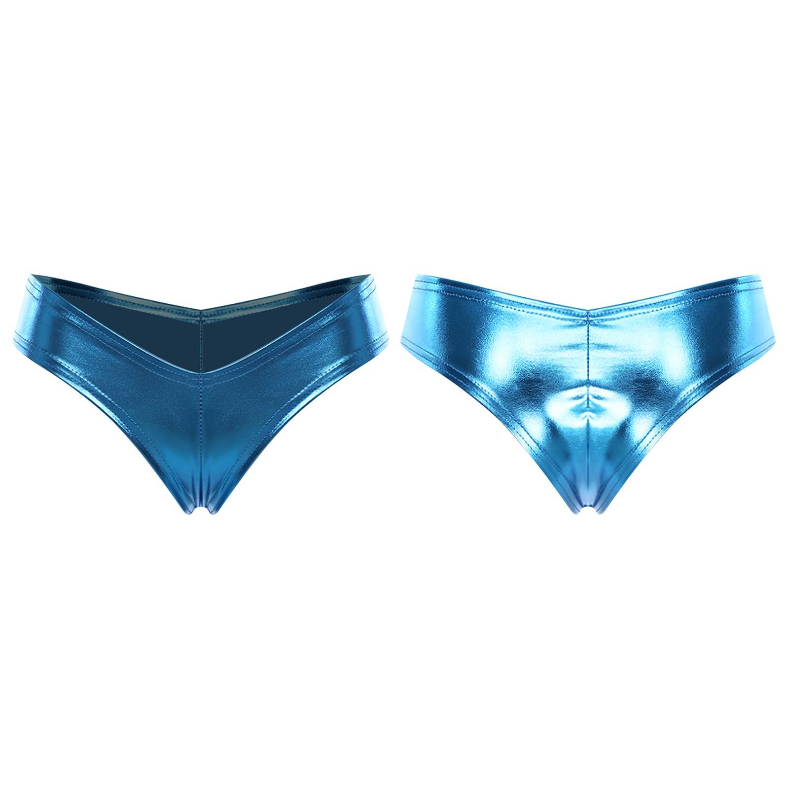 Womens Metallic Glossy Thong Underwear Lingerie Panties Nightclub Underpants