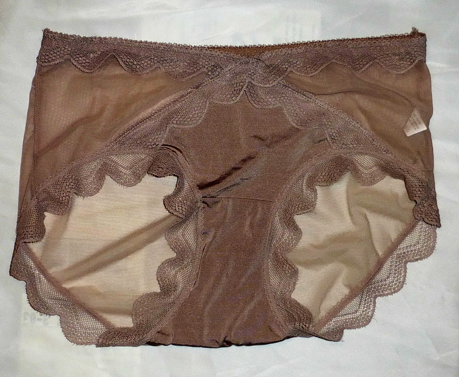 BEYOND SEXY!!! BEIGE SLIPPERY SILKY SATIN AND LACE PANTIES XXL/9 NWOT