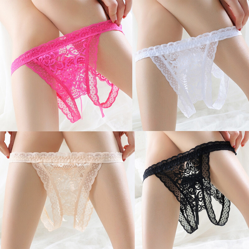 4 Pack Lot Sexy Womens Lace Crotchles Panties Thongs Sissy Lingeries Underwear