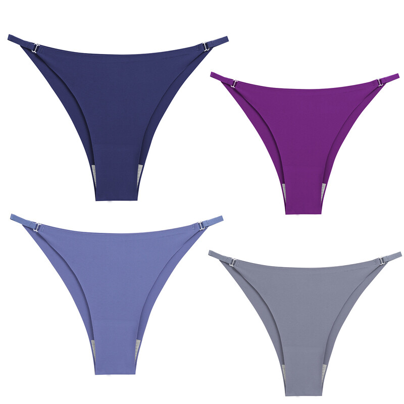 4 Pack Lot Sexy Womens High Cut Thong Panties Brief Low Rise Underwear Lingeries