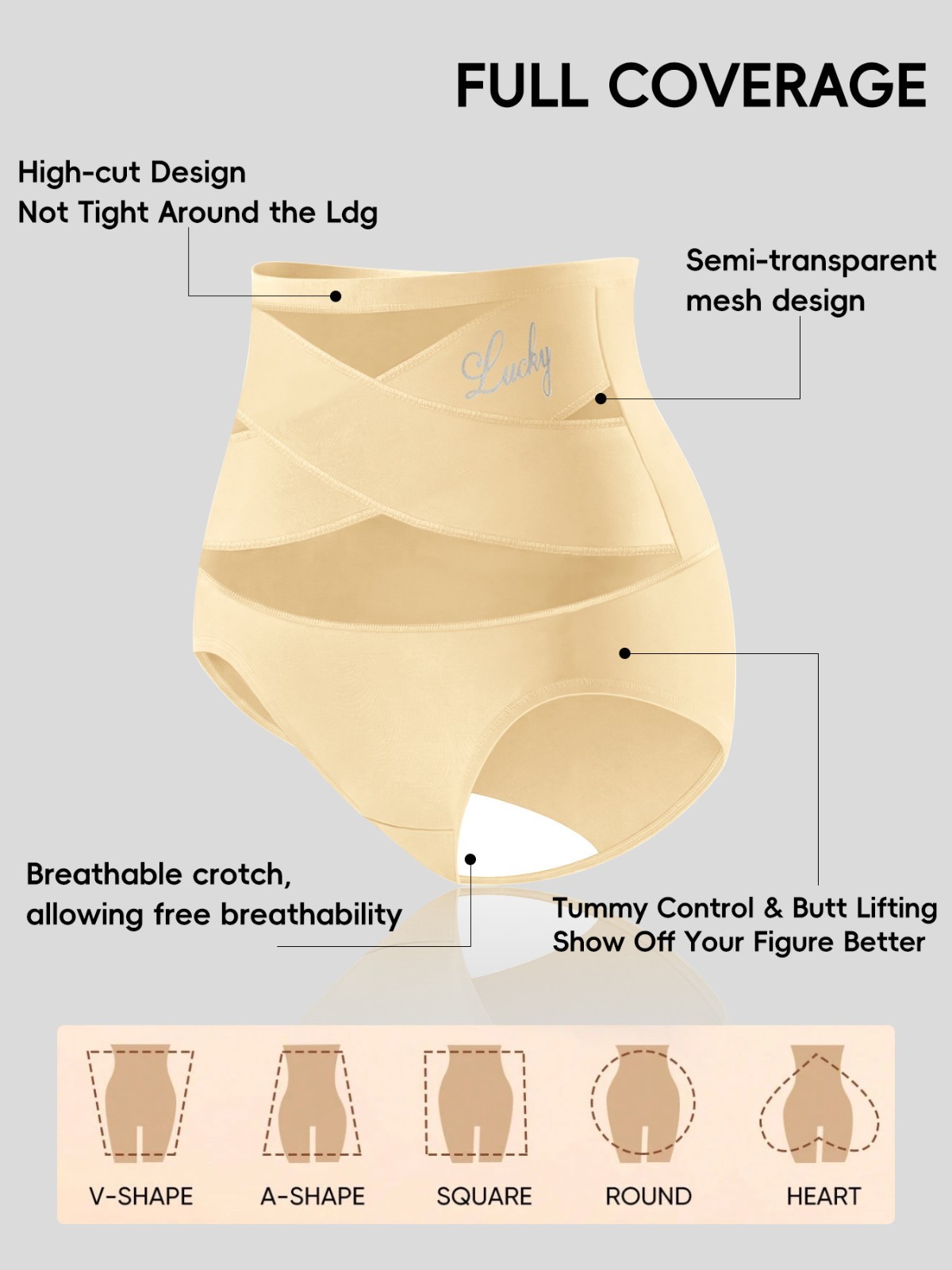 1 Pack High Waist Tummy Control Panties Shaping Cross Strap Briefs Women