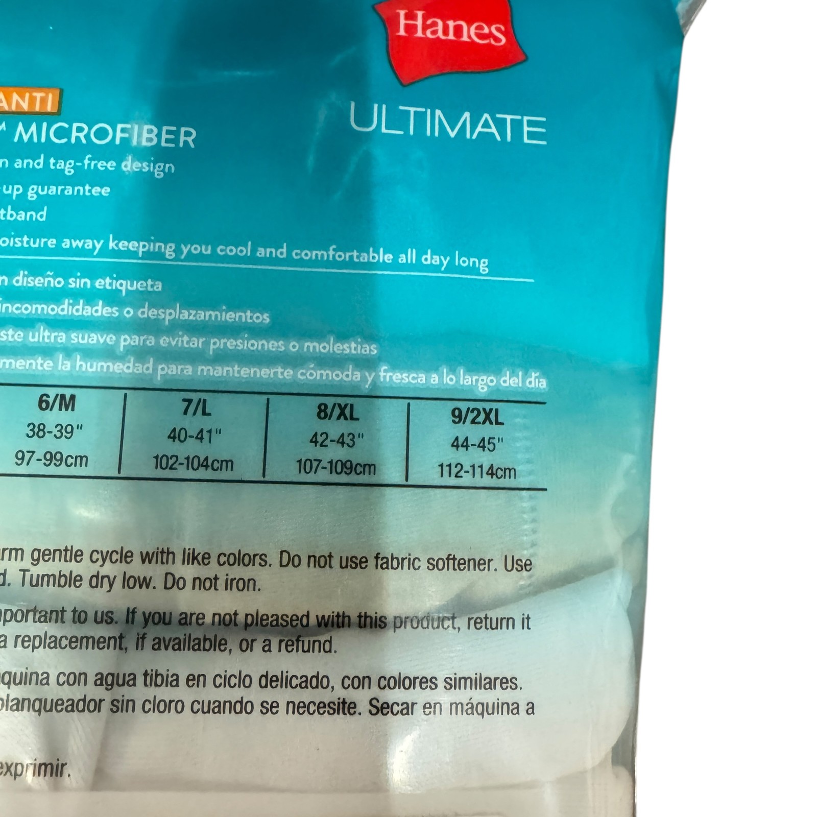 Hanes Ultimate Microfiber Panties 4-Pack Womens Size 9/2XL Cool Comfort Brief