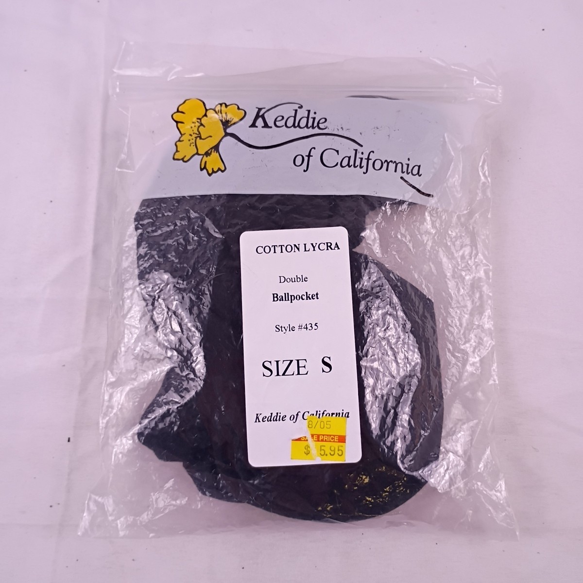 Keddie of California Cotton Lycra Double Ball Pocket Black Panties Size S New