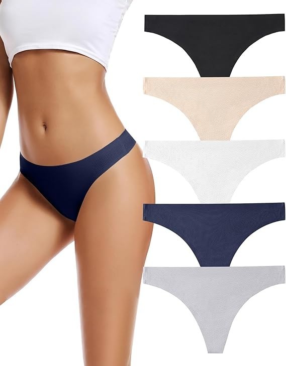 Seamless Women Thongs 5-Pack – No Show, Breathable, Comfortable, No Line Panties