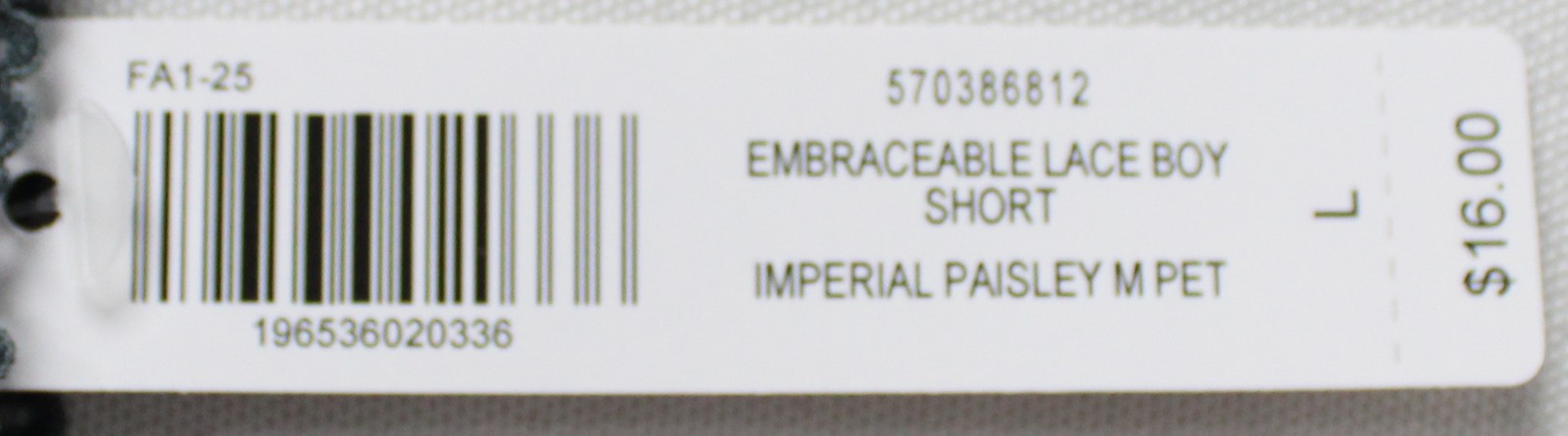 Soma Women’s Embraceable Lace Boyshort Panty DH3 Imperial Paisley Large NWT