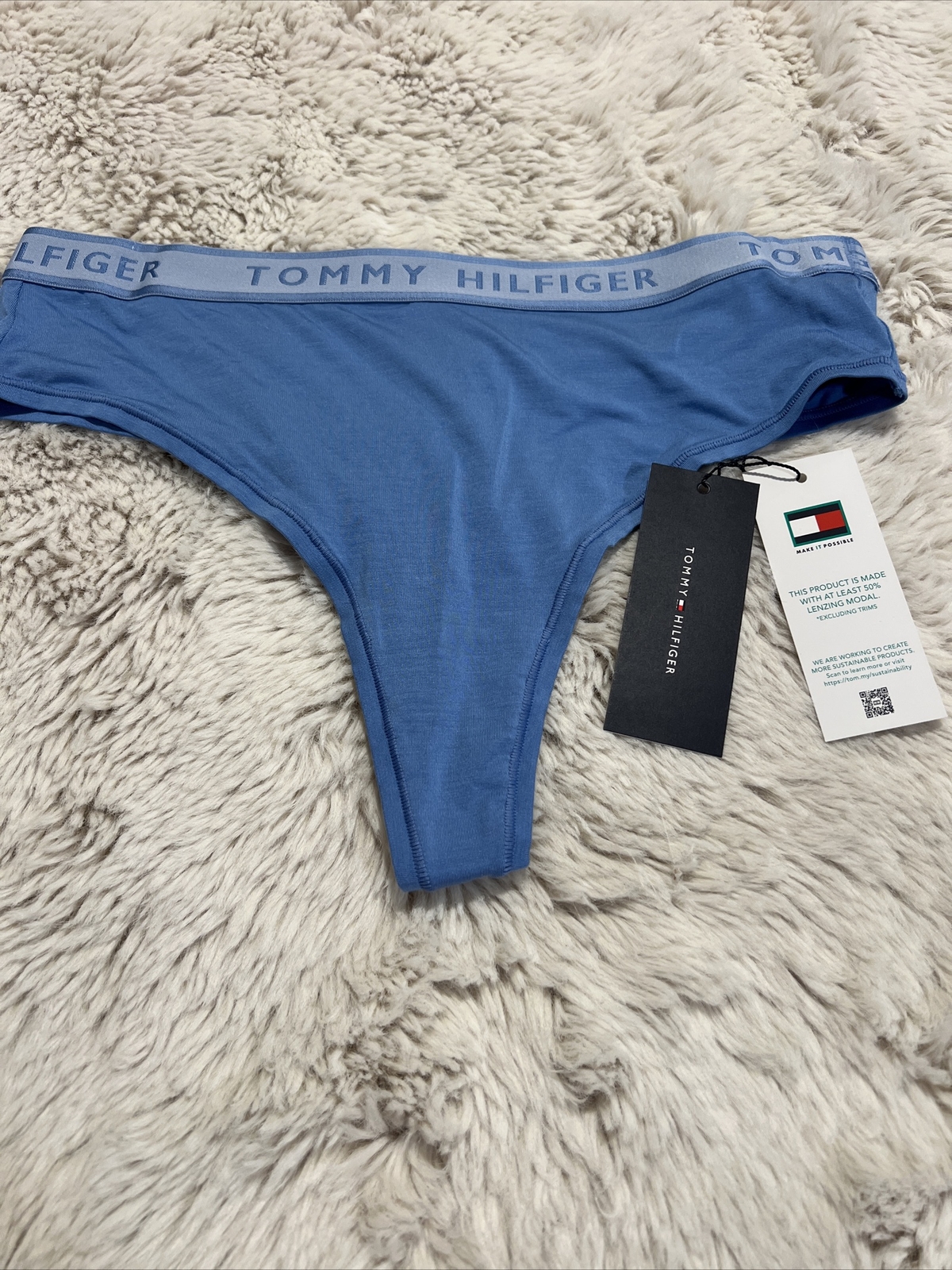tommy hilfiger Blue women thongs 91% modal panties XW0263-400 $24