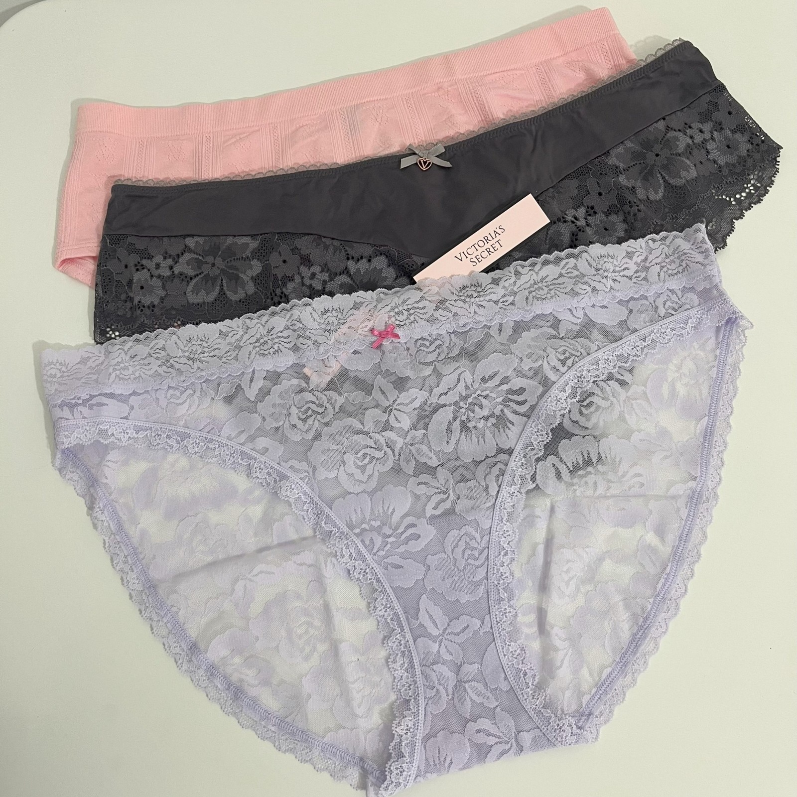 Victoria’s Secret 3 x briefs bundle Size XL pink, grey, lilac