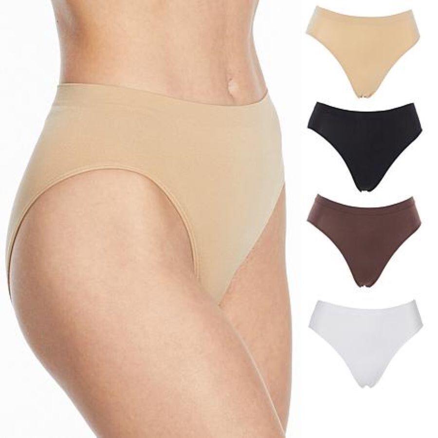 Rhonda Shear4-pack Seamless Ahh Brief 738-215,Black/White/Beige/Chocola,Size XL