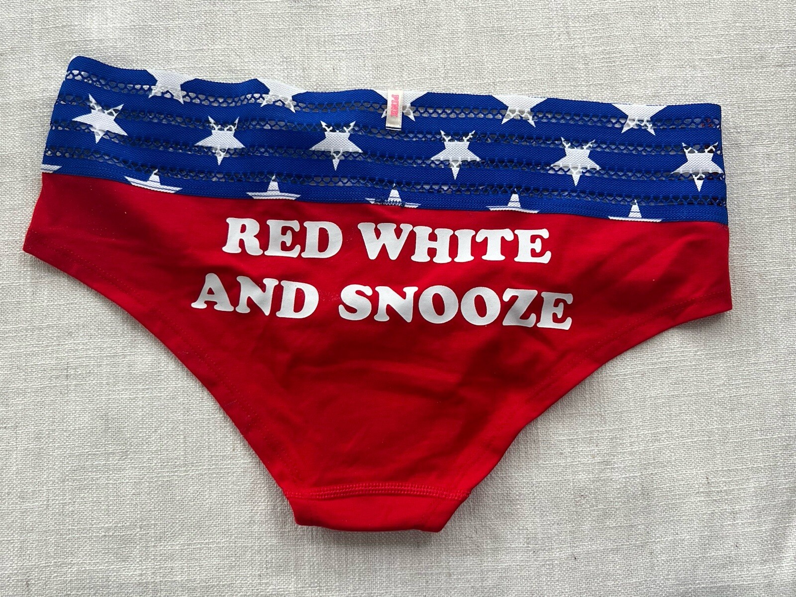 Vintage Victorias Secret PINK Panties Red White Blue Star Patriotic Flag M New