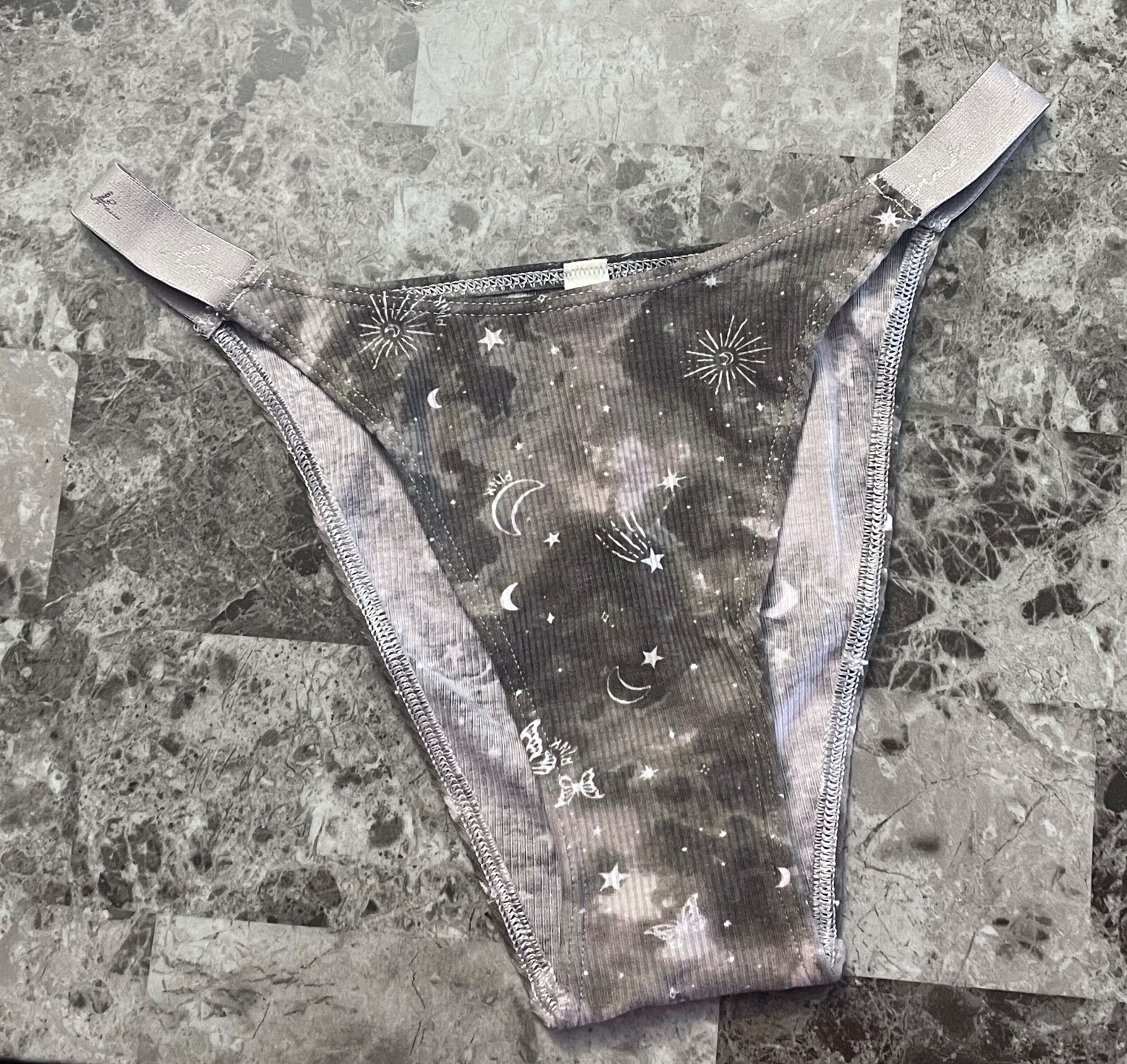NWT VICTORIA’S SECRET PINK BUTTERFLY STAR RIBBED HIGH LEG STRING BIKINI PANTIES