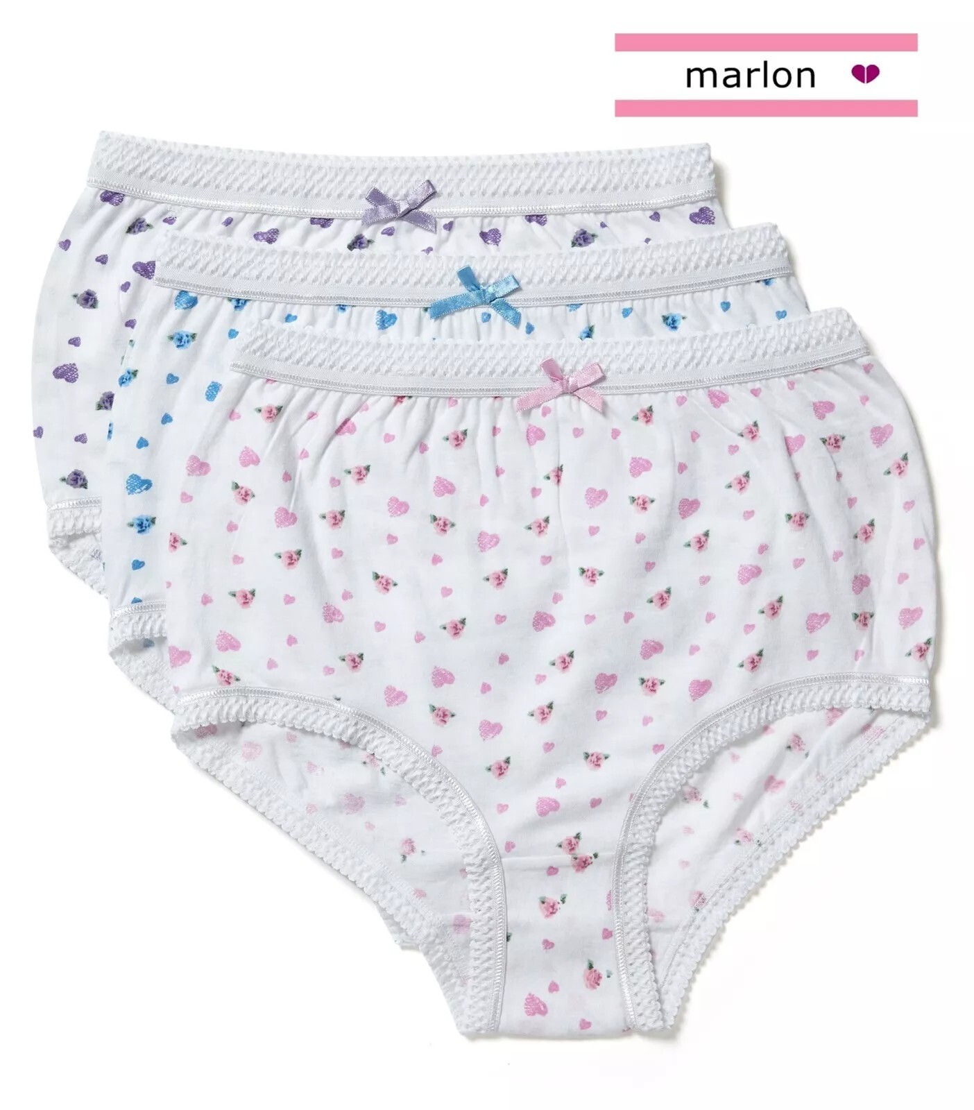 Ladies 3 Pack Marlon 100% Cotton Full Briefs Knickers Underwear Floral