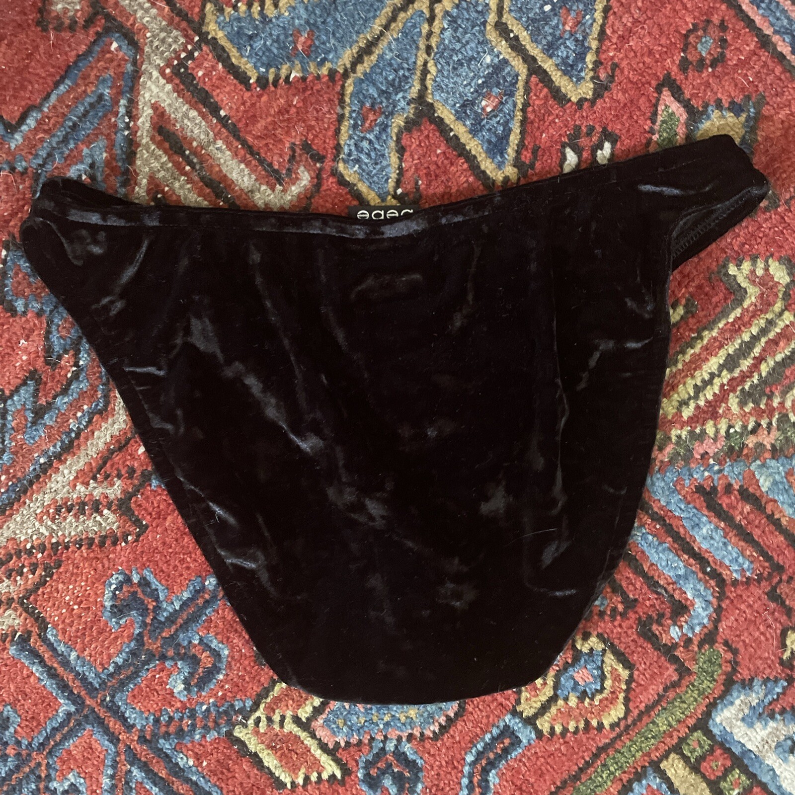 True Vintage Y2K 90s Bebe Crushed Black Velvet Bikini Panties Sz S