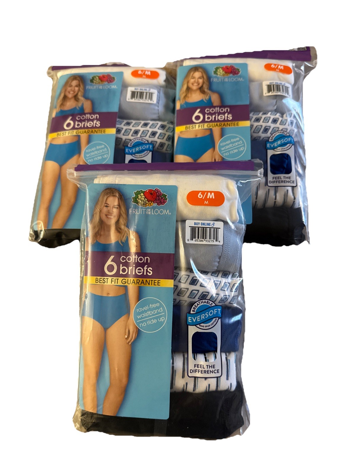 Fruit Of The Loom Womens 6 Cotton Briefs Size 6 / M New Lot Of 3 Packs 18 Total!