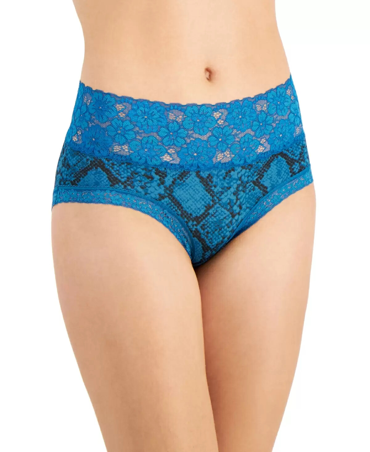Jenni Intimates Women’s Lace-Trim Hipster Panty Underwear, Blue Snake Pattern