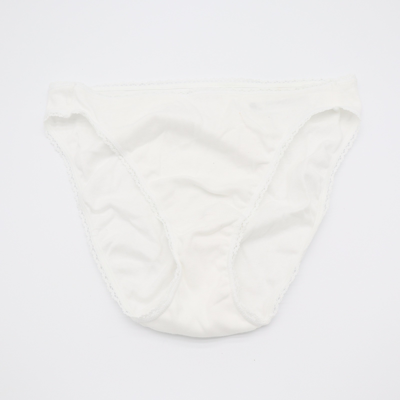 Charter Club Intimates White 100% Cotton Lace Trim High Cut Bikini Panties Large