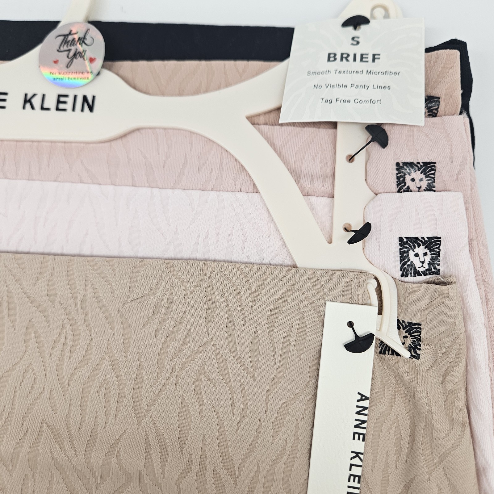 5 Pack ANNE KLEIN Women’s S M L Logo Microfiber Briefs Black Beige Pink