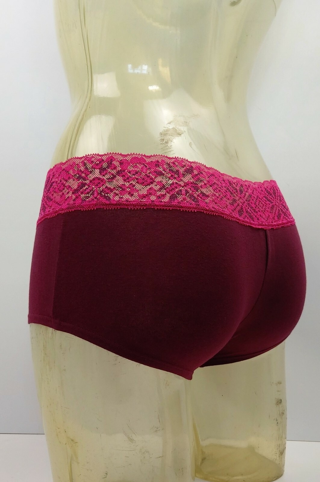 La Senza Claret (Red) Contrast Lace Trim Boyshort Knickers/Briefs – Size S to XL