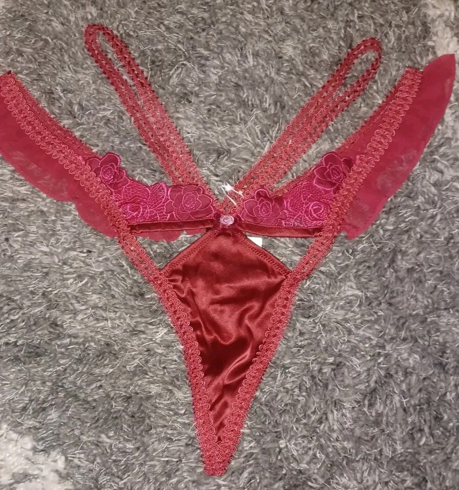 New VS/love for lemons strappy Ruffled panty Xl Deep Red