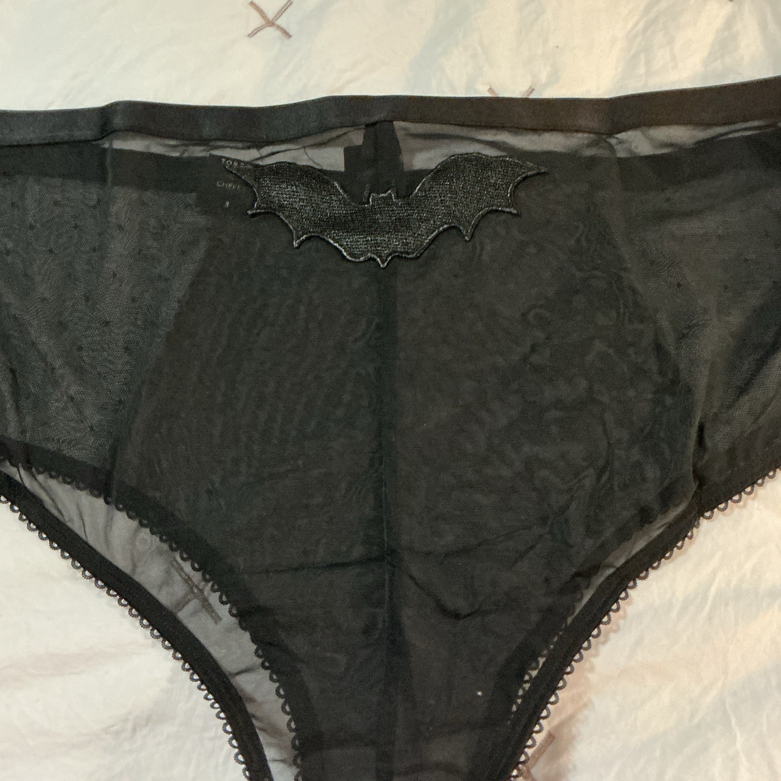 Torrid Gothic Bat Mid Rise Panties Black Lace Dot Cheeky Panty 3 3x 22 24