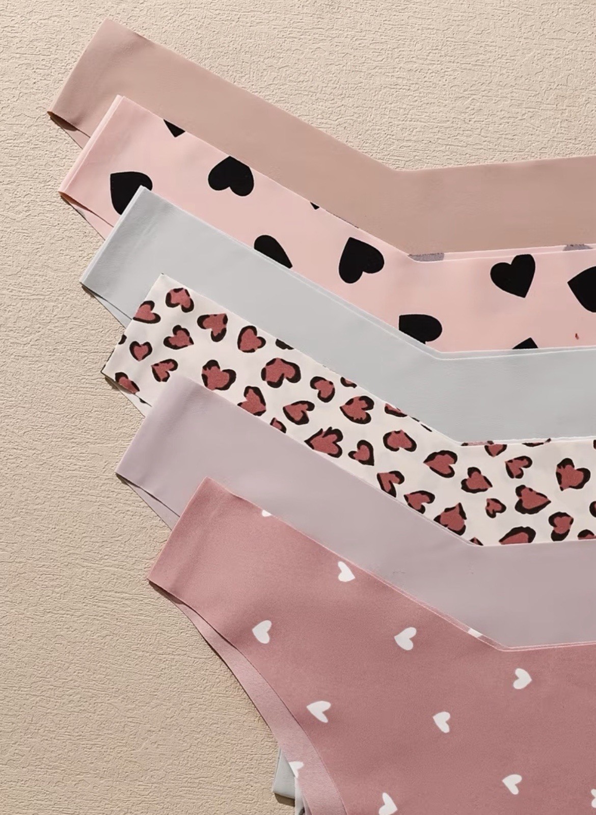 Women’s Thong Panties 6 Pack Multicolor Heart Print Underwear Size M