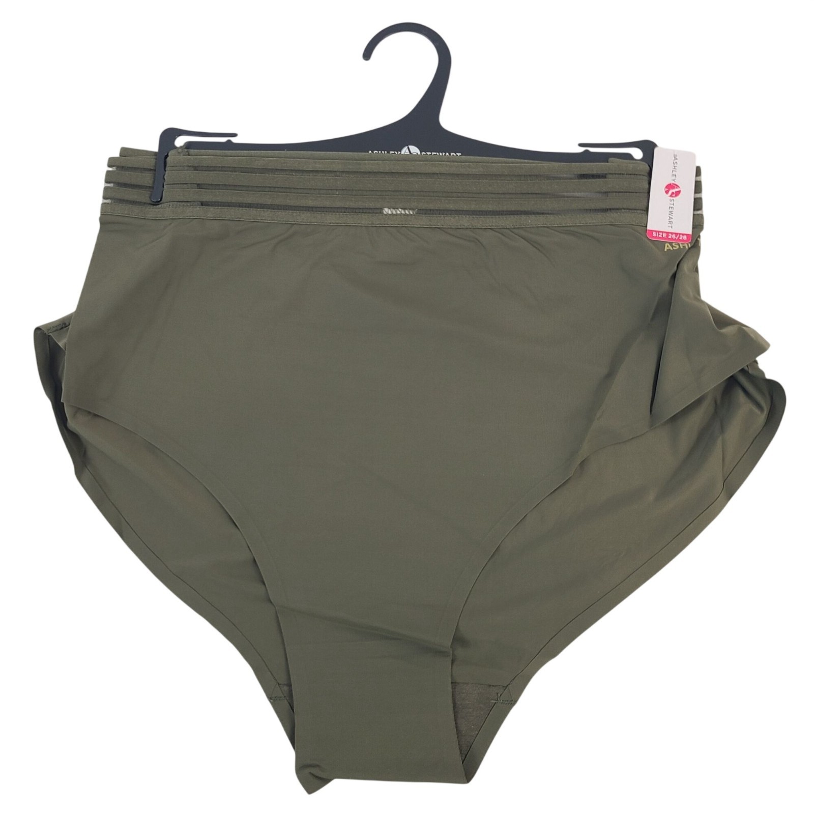 Ashley Stewart Plus Size 26/28 Olive Brief Panties High Waist Seamless Style