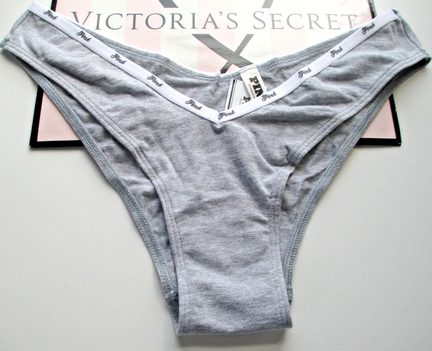 VICTORIA’S SECRET PINK Cotton Tanga High Leg Cheeky Panty S M L XL Gray Heather