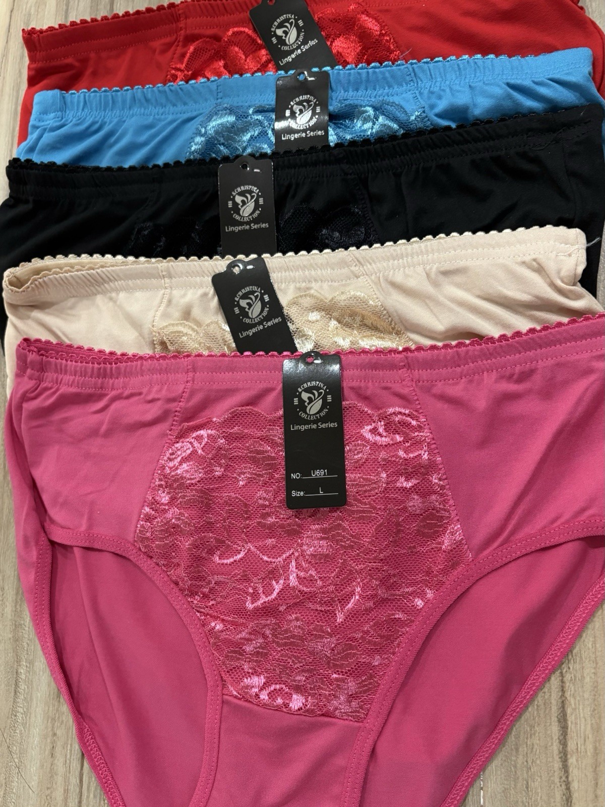 New women 5pcs lots lace high cut briefs underwear panties-L,XXL