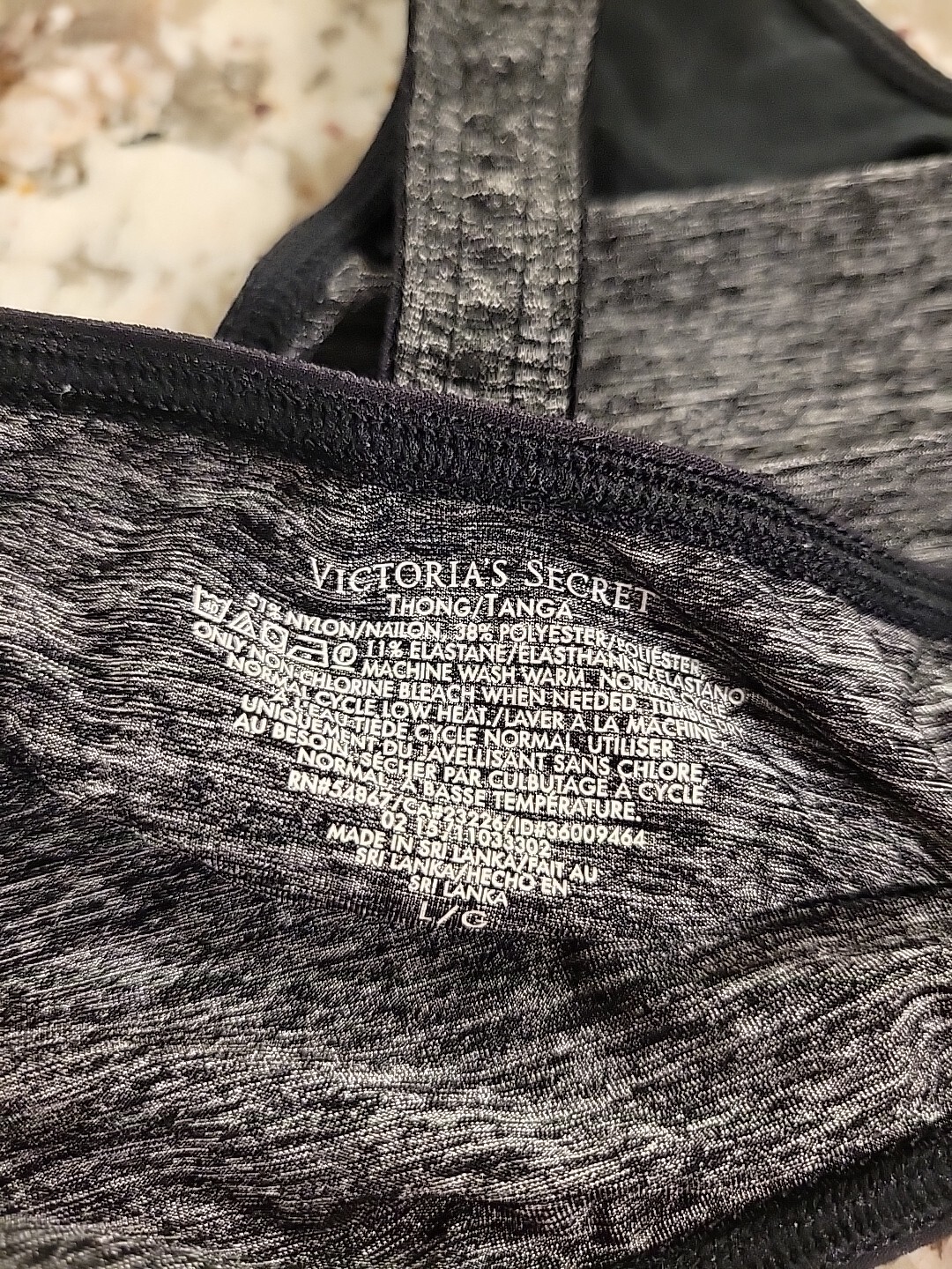 TRUE VINTAGE VICTORIA’S SECRET LARGE CHARCOAL EVERYDAY PERFECT THONG PANTY