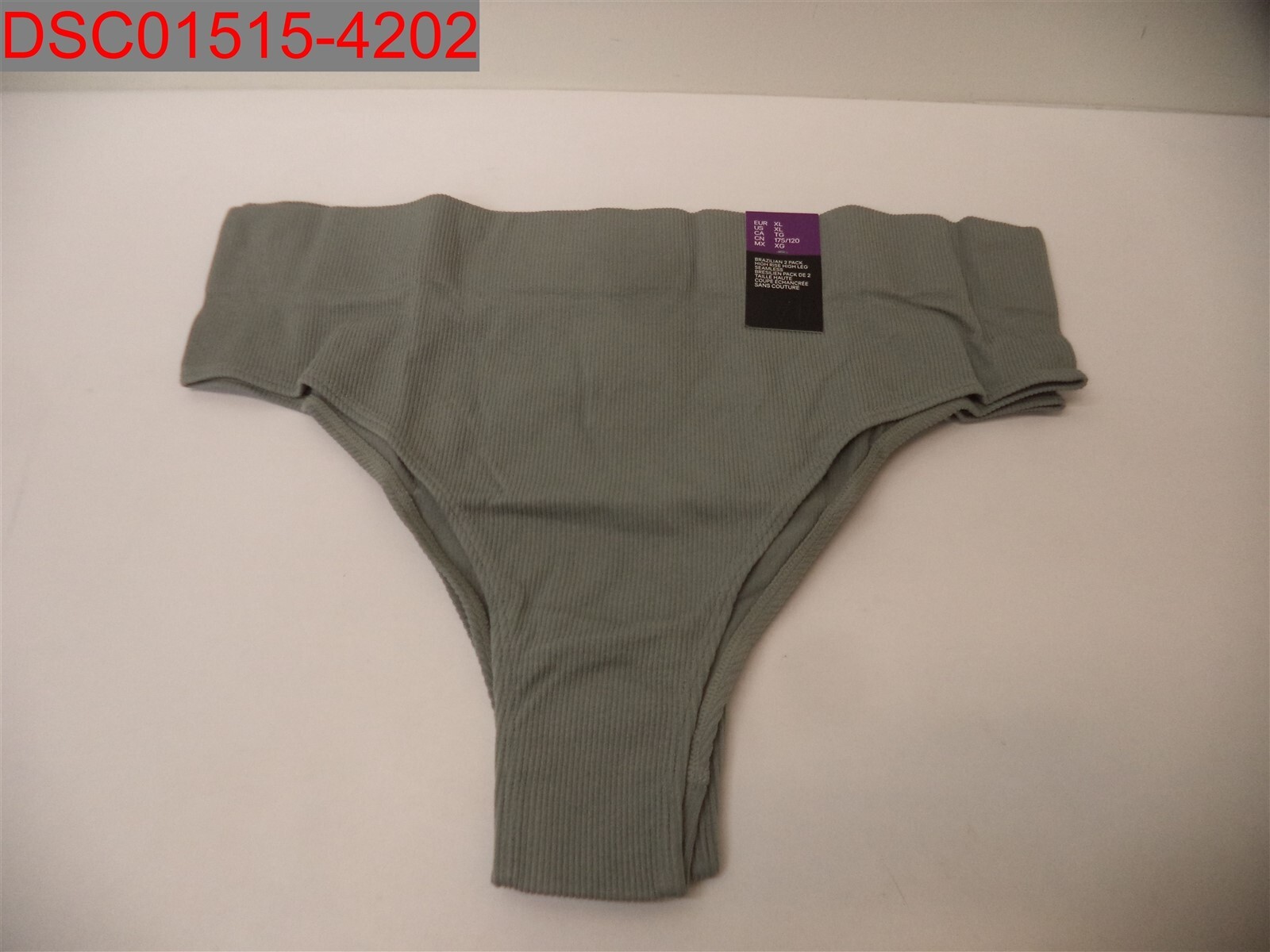 H&M Women Grey Rib Knit Brazilian 2Pk High Rise Seamless Briefs XL 0942947014006