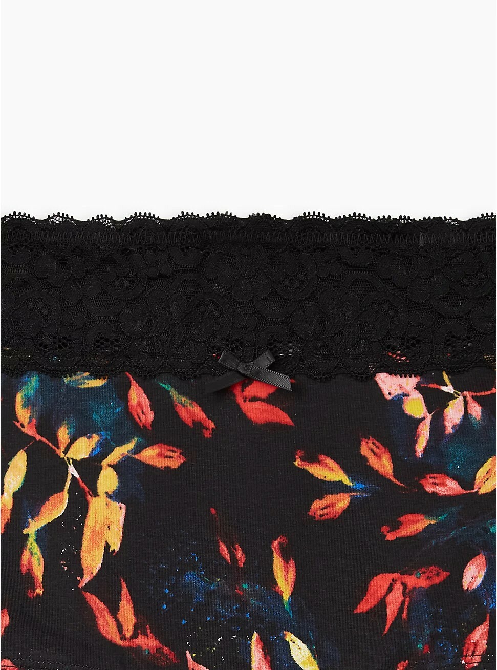 Torrid panty 2x 2 18-20 Wide Lace Cotton Boyshort Leaves Black Underwear Plus