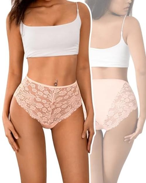 Sexy Lace Underwear for Women – High X-Large 3 Pack, Black,white,skin Color